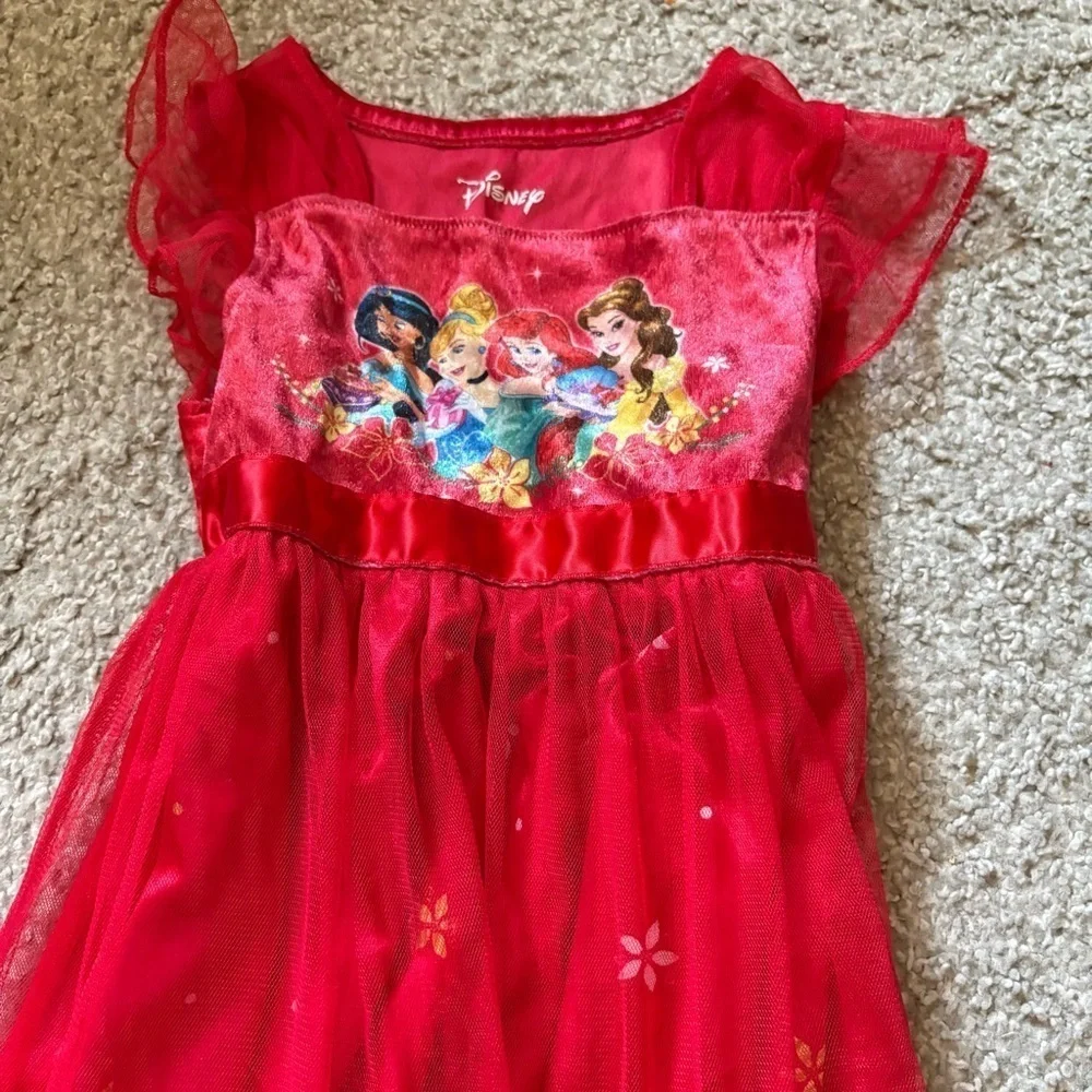 Disney Princess Little Girls Fantasy Gown Sz 6 Christmas Red Jasmine Cinderella